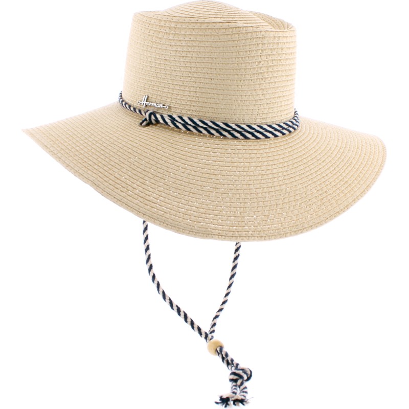 Capeline with rope as chin strap, internal drawstring for size adjustm Capeline with rope as chin strap, internal drawstring for size adjustm