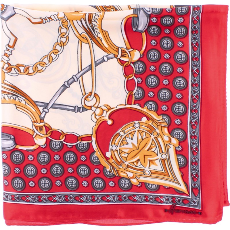 Printed square. Silk feeling. Size 90x90cm
