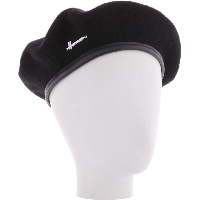 BERET UNI EN FEUTRE DE LAINE UNI BORD BOURDONNE