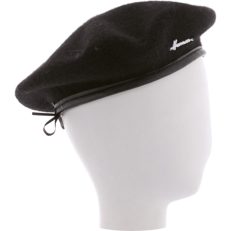 BERET UNI EN FEUTRE DE LAINE UNI BORD BOURDONNE