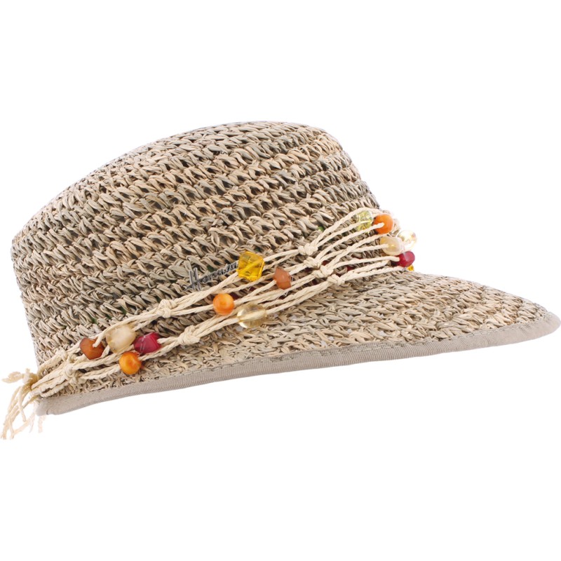 Casquette en paille jonc de mer décoration foulards