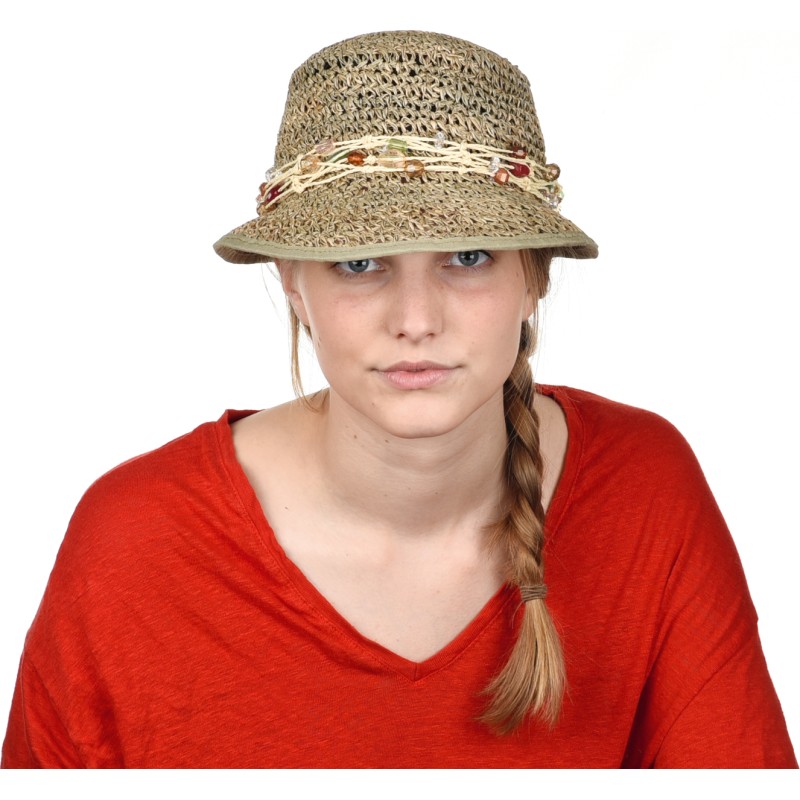 Casquette en paille jonc de mer décoration foulards Casquette en paille jonc de mer décoration foulards