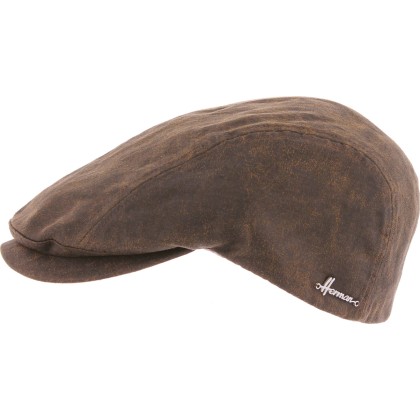 Casquette plate en fausse croute de cuir