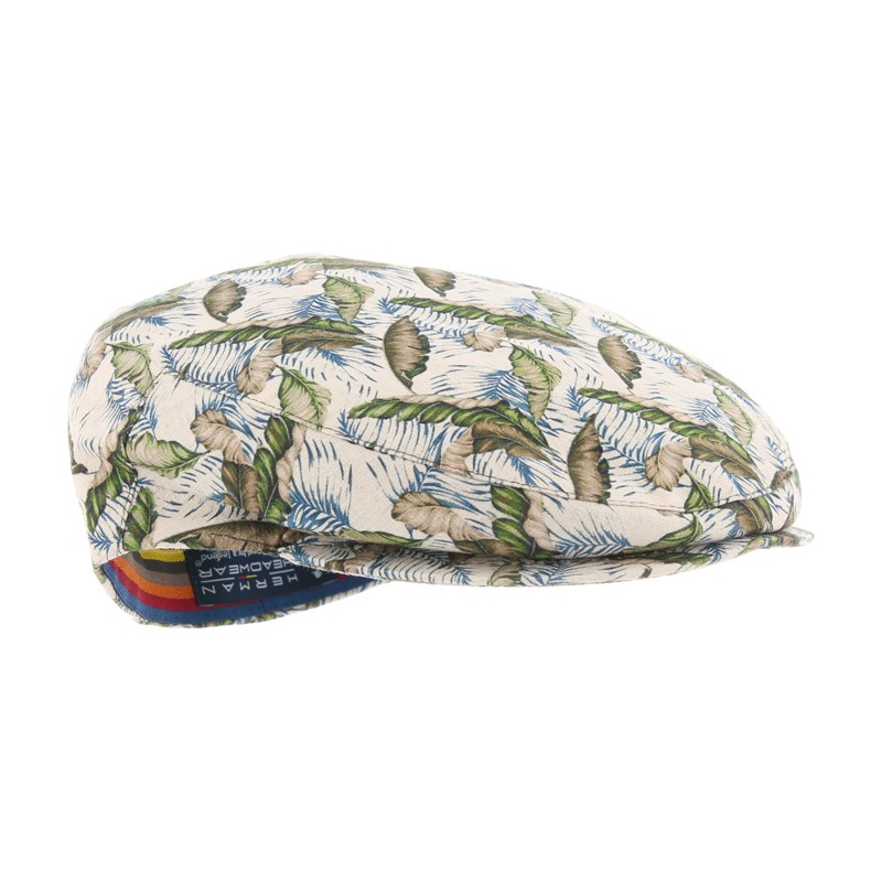 LEGEND flat cap.Line. Vegetal printed pattern