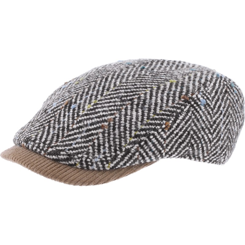 Legend cap. Flat cap bicolor with big tweed and corduroy peak.