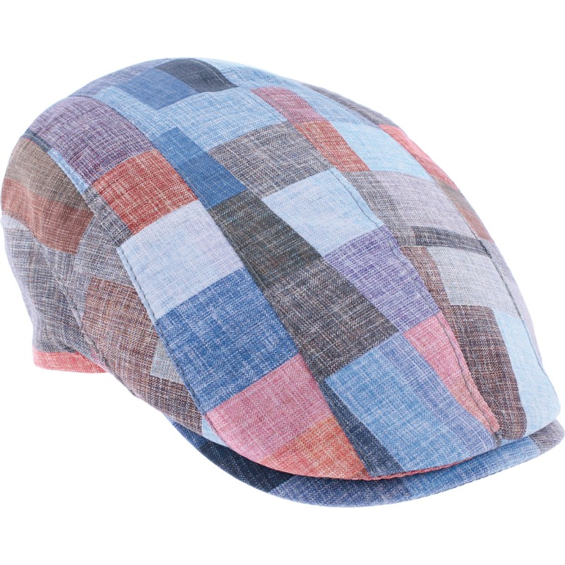 Casquette plate en patchwork de tissu Casquette plate en patchwork de tissu