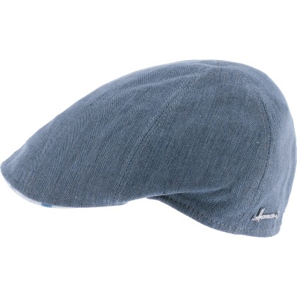 Plain color flat cap with pattern fabric under peak