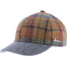 Casquette baseball à carreaux avec visière unie en lain