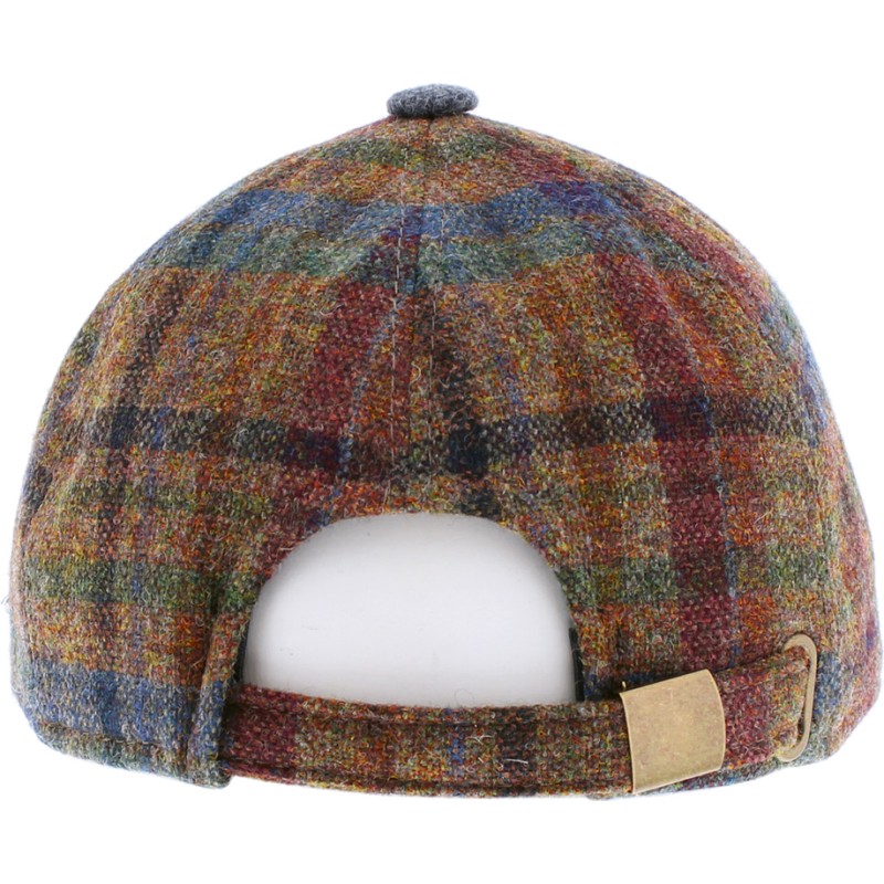 Casquette baseball à carreaux avec visière unie en lain