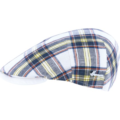 LEGEND flat cap. Madras cotton multicolor