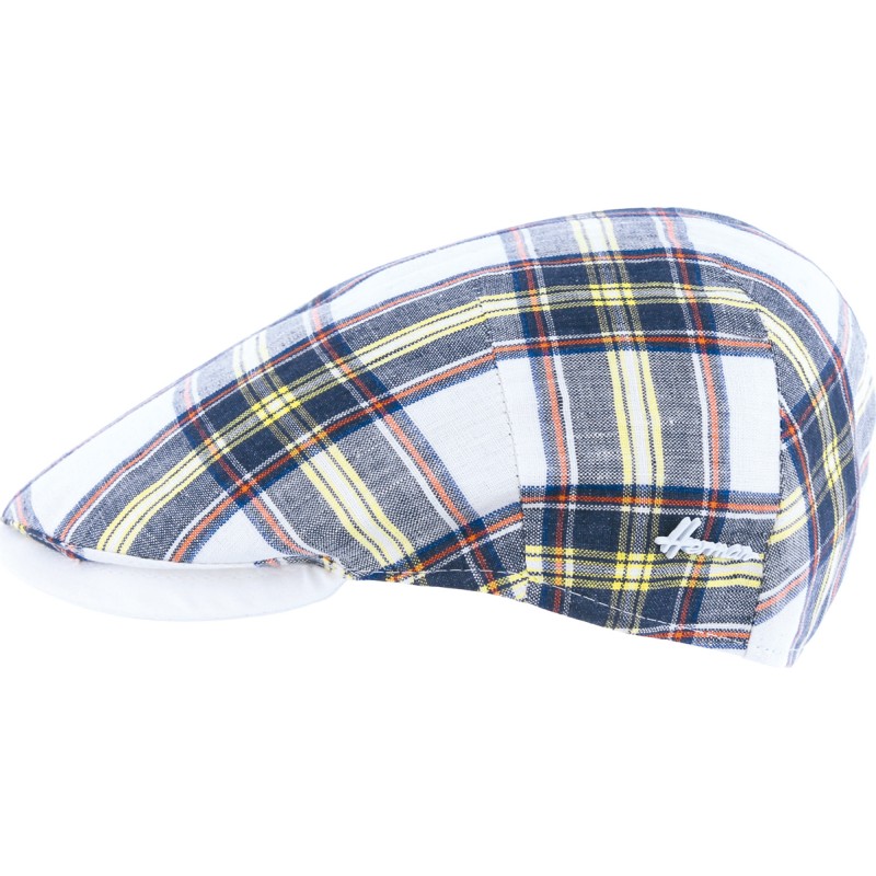 Casquette plate à carreaux visière unie