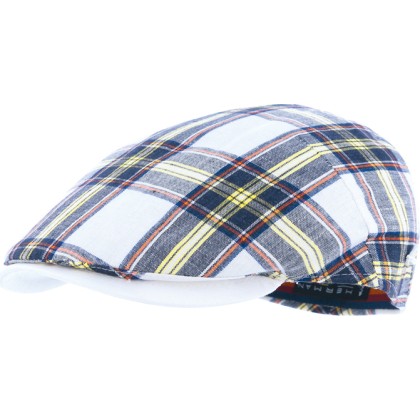 Casquette plate à carreaux visière unie