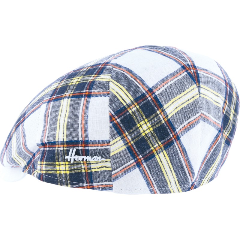 LEGEND flat cap. Madras cotton multicolor