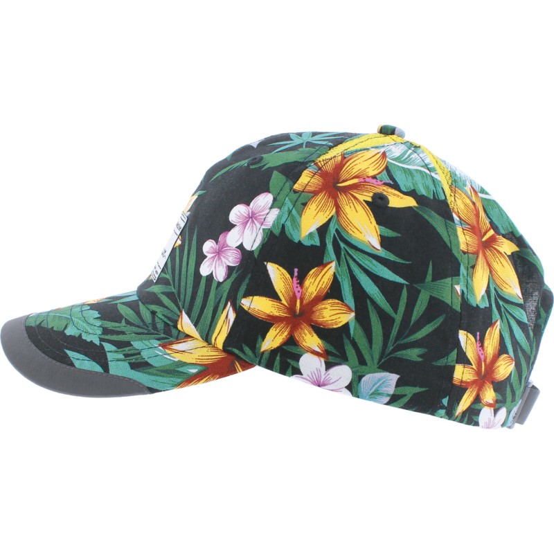 Casquette baseball à motif tropical fleuri avec badge rectangulaire Casquette baseball à motif tropical fleuri avec badge rectangulaire