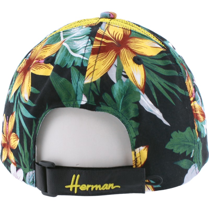 Casquette baseball à motif tropical fleuri avec badge rectangulaire Casquette baseball à motif tropical fleuri avec badge rectangulaire