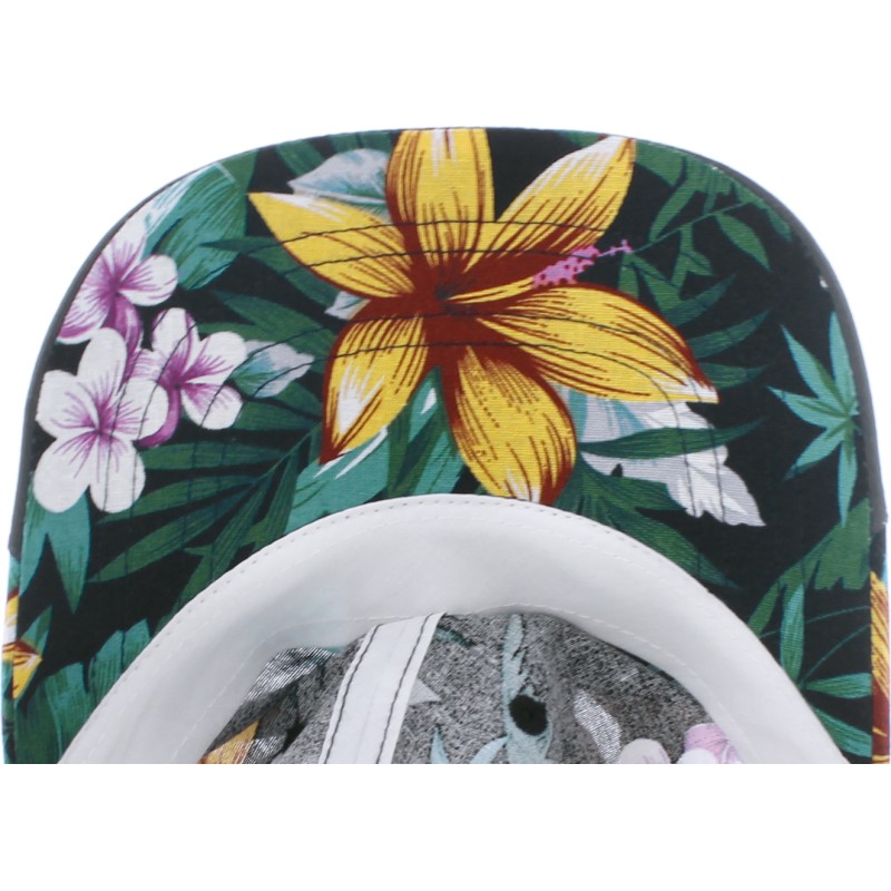 Casquette baseball à motif tropical fleuri avec badge rectangulaire Casquette baseball à motif tropical fleuri avec badge rectangulaire