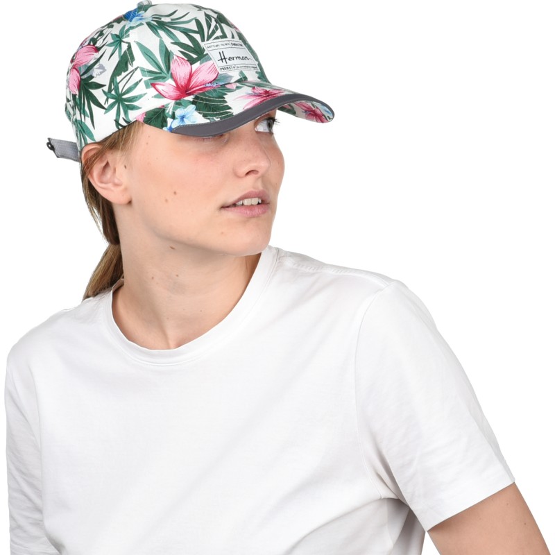 Casquette baseball à motif tropical fleuri avec badge r Casquette baseball à motif tropical fleuri avec badge r
