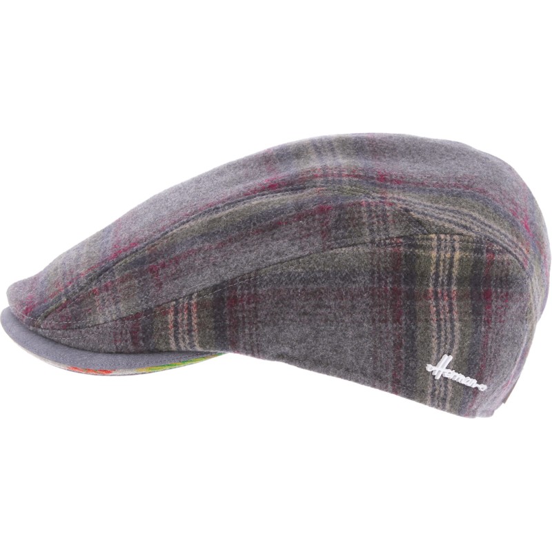 Casquette plate en tartan avec visière avec visière san