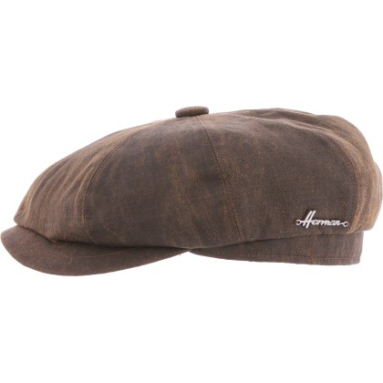 Casquette gavroche 8 côtes en fausse croute de cuir uni