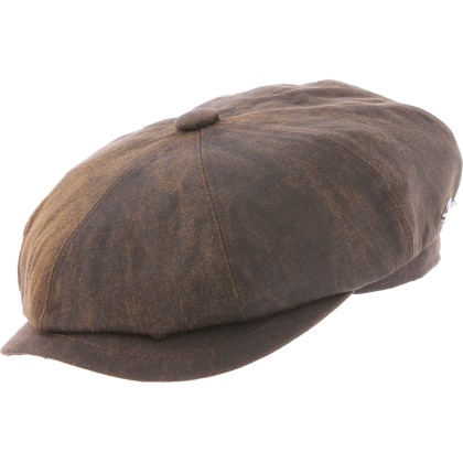 Casquette gavroche 8 côtes en fausse croute de cuir uni