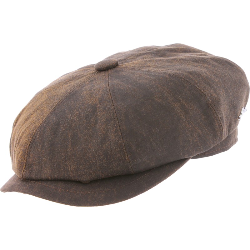 Casquette gavroche 8 côtes en fausse croute de cuir uni