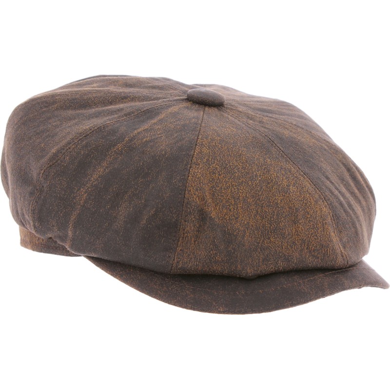 Casquette gavroche 8 côtes en fausse croute de cuir uni