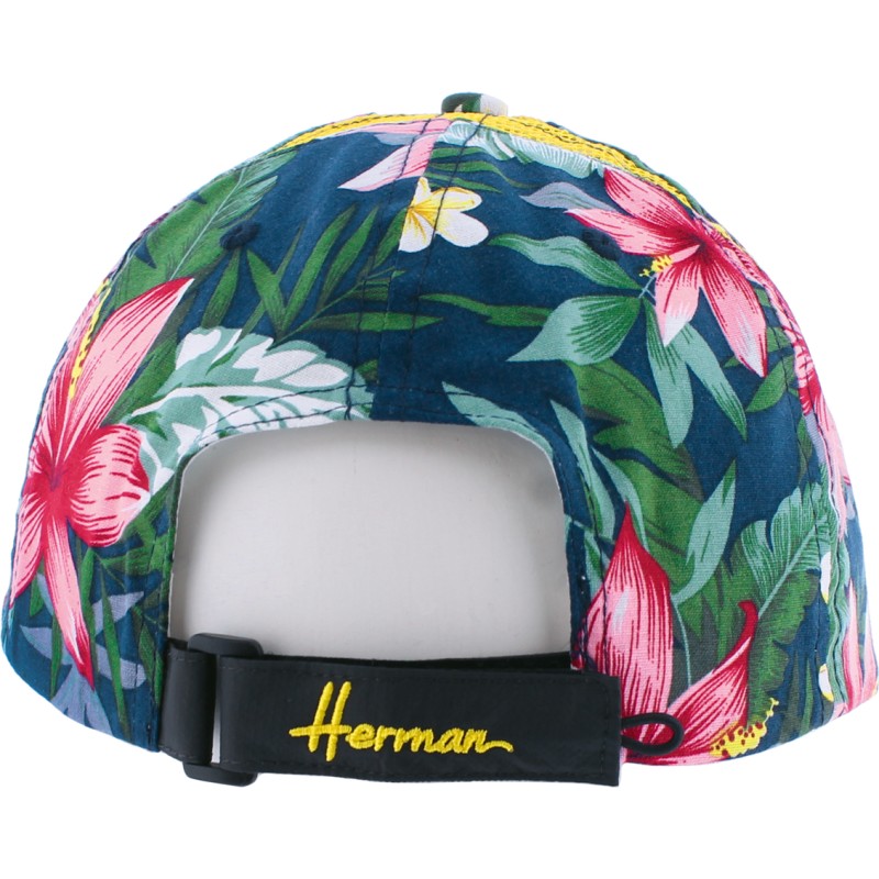 Casquette baseball à motif tropical fleuri avec badge rectangulaire Casquette baseball à motif tropical fleuri avec badge rectangulaire