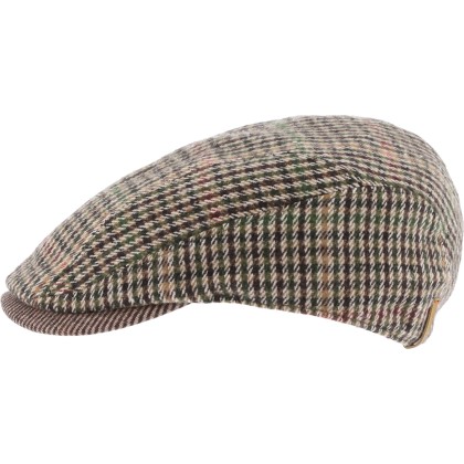 Casquette plate en tissu pied de poule avec une visière unie.