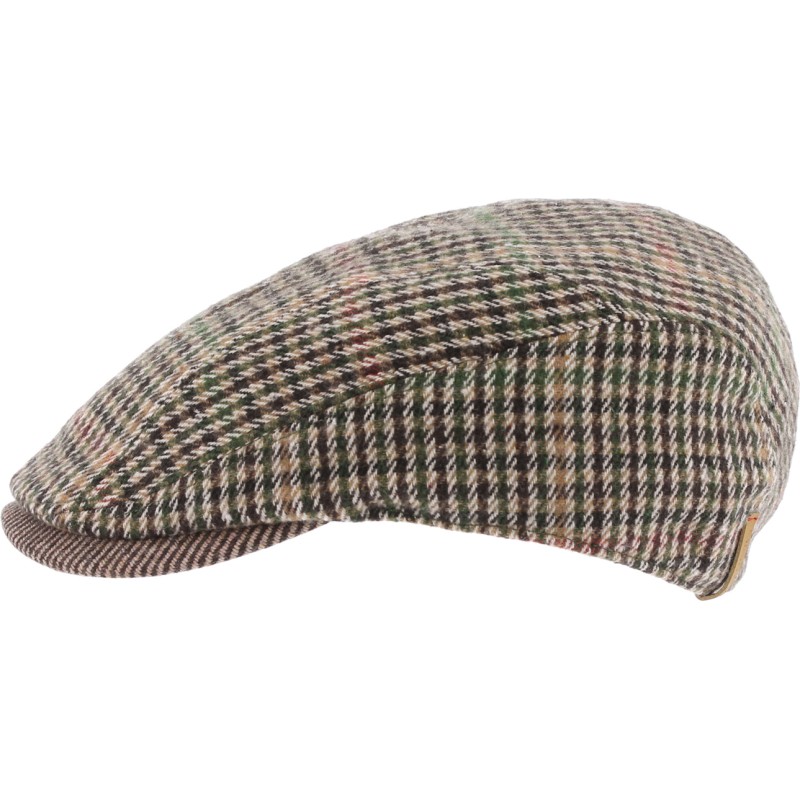 Two-tone Legend cap. Flat shape formed with 2 houndstooth fabric panel