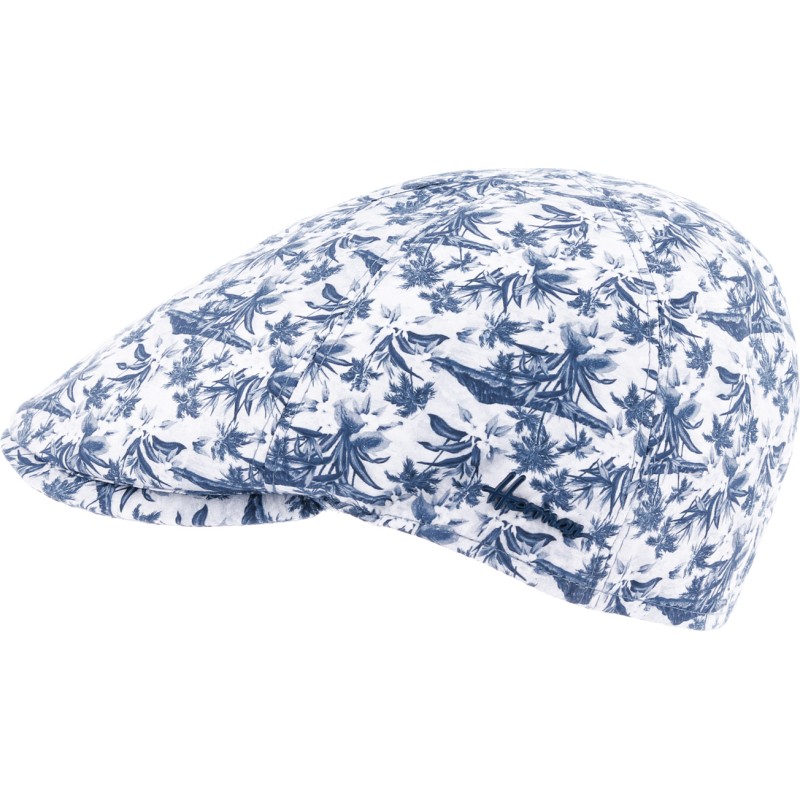 Casquette plate LEGEND en lin. Motif végétal imprimé