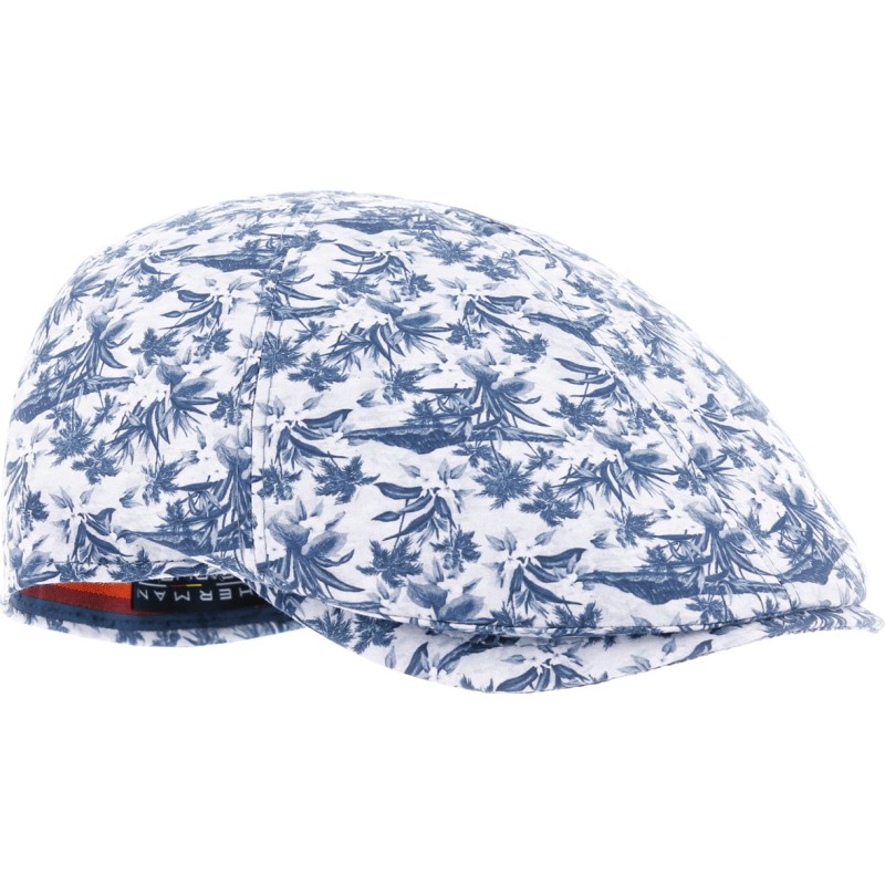Casquette plate LEGEND en lin. Motif végétal imprimé