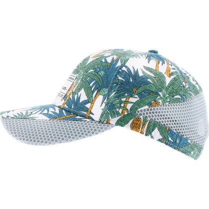 Trucker cap with palm tree motif and plain mesh