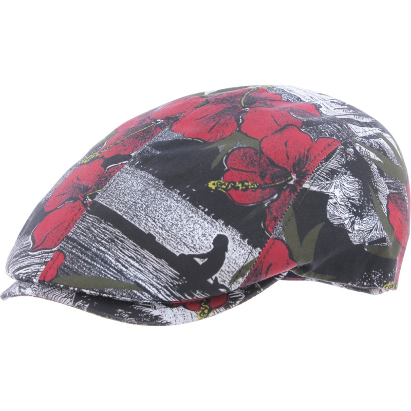 Casquette plate formée à motif tropical