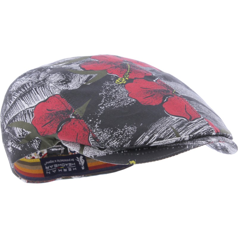 Casquette plate formée à motif tropical