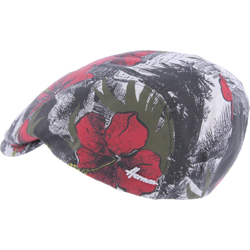 Casquette plate formée à motif tropical