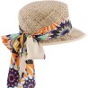 Casquette en paille naturelle unie avec foulard