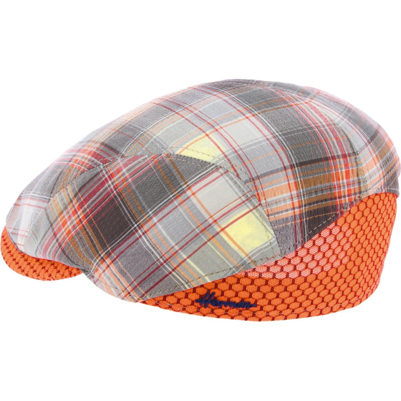 Casquette plate formée à carreaux avec visière en nid d