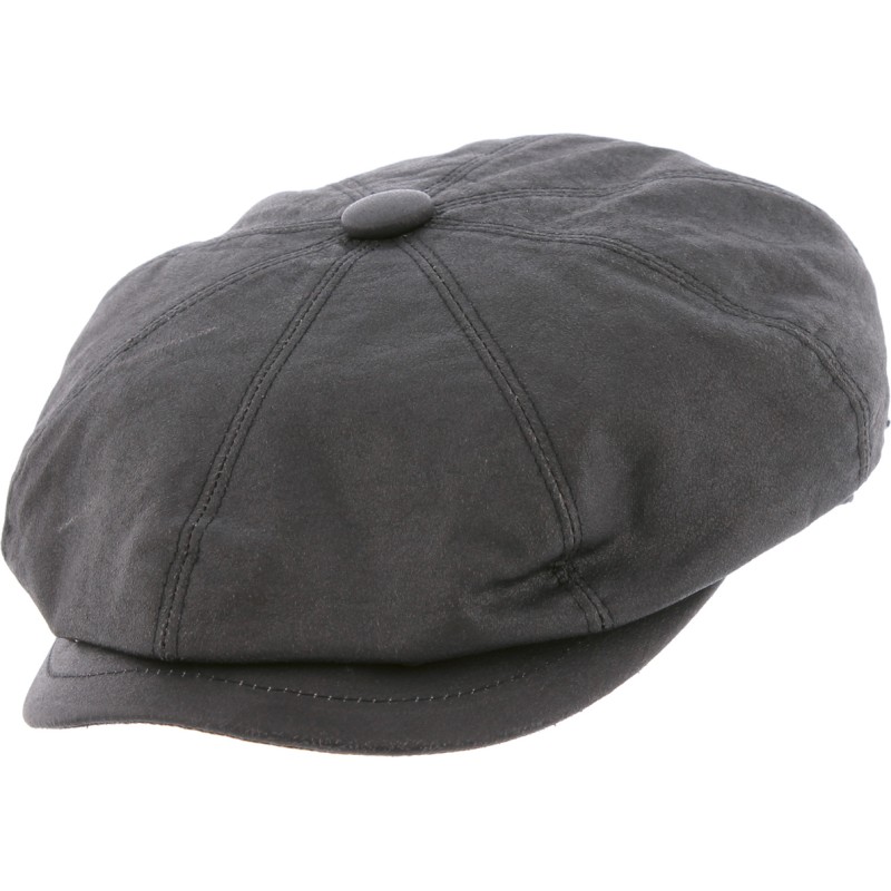 Casquette gavroche 8 côtes en fausse croute de cuir unie
