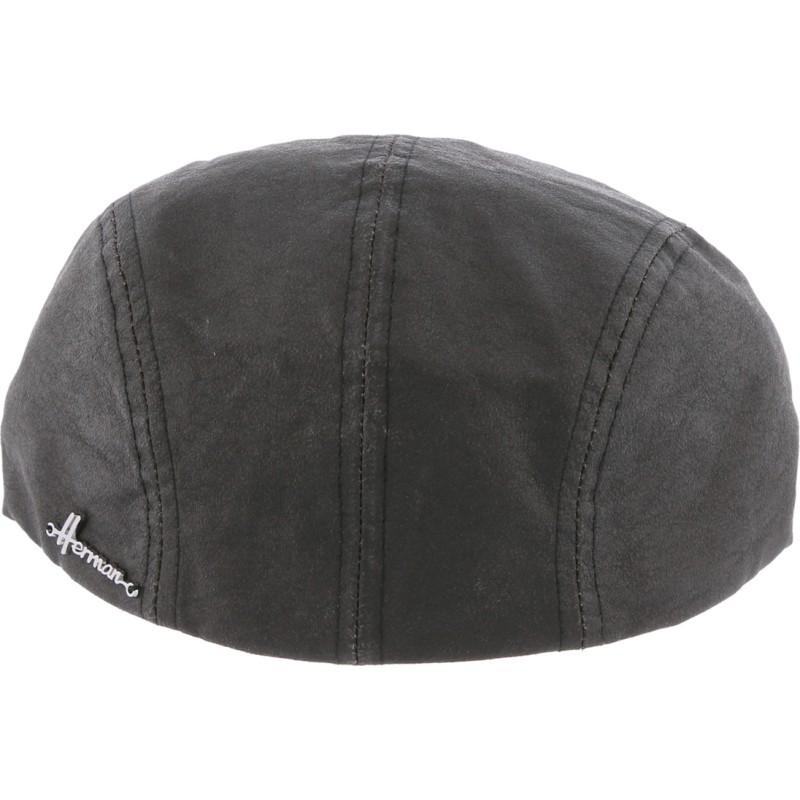 Casquette plate en fausse croute de cuir