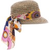 Casquette en paille jonc de mer  décoration foulards