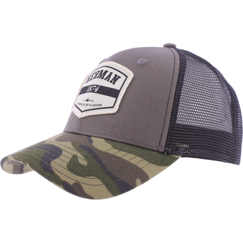 Casquette trucker avec visière camouflage, fermeture plastique "snapba Casquette trucker avec visière camouflage, fermeture plastique "snapba