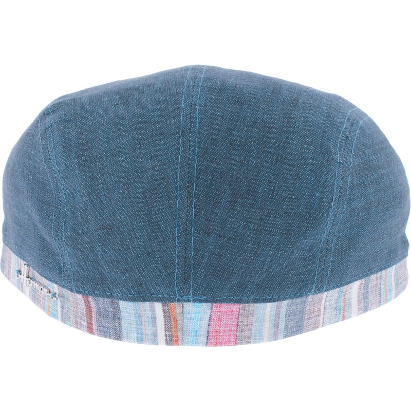 Plain color flat cap, with pattern fabric back band Plain color flat cap, with pattern fabric back band