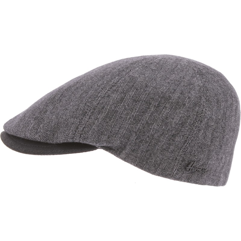 Casquette plate en laine chevron unie