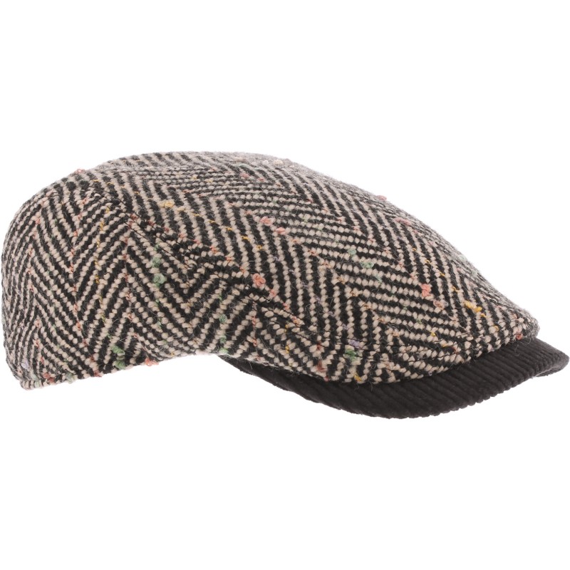 Legend cap. Flat cap bicolor with big tweed and corduroy peak.