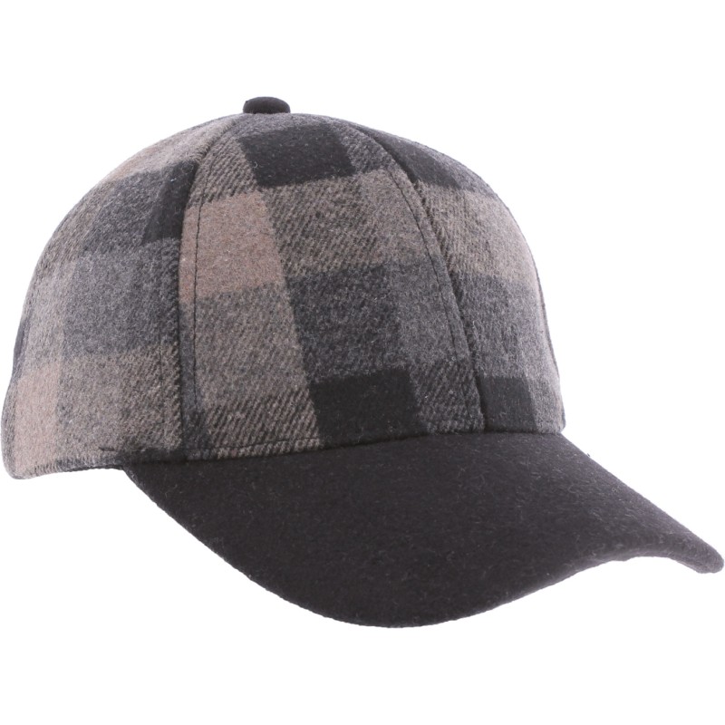 Casquette forme baseball en tweed à carreaux, visière unie Casquette forme baseball en tweed à carreaux, visière unie