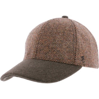 Casquette forme baseball en tweed, visière unie