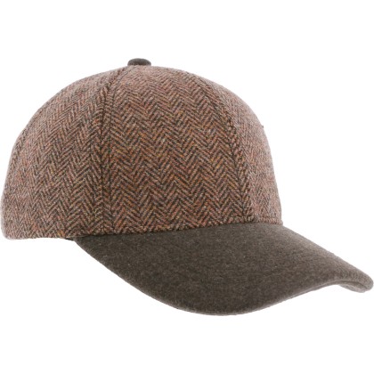 Casquette forme baseball en tweed, visière unie