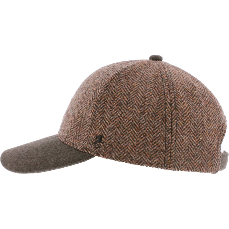 Casquette forme baseball en tweed, visière unie