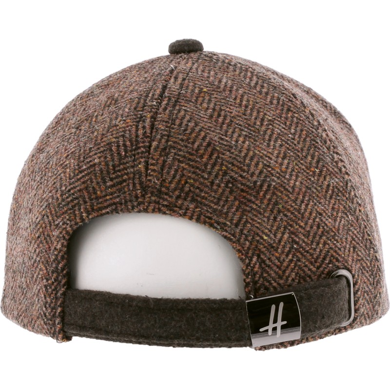 Casquette forme baseball en tweed, visière unie