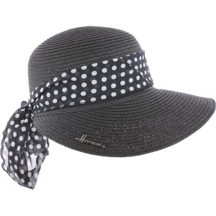 Casquette en paille papier cousue avec décoration foulard à motif